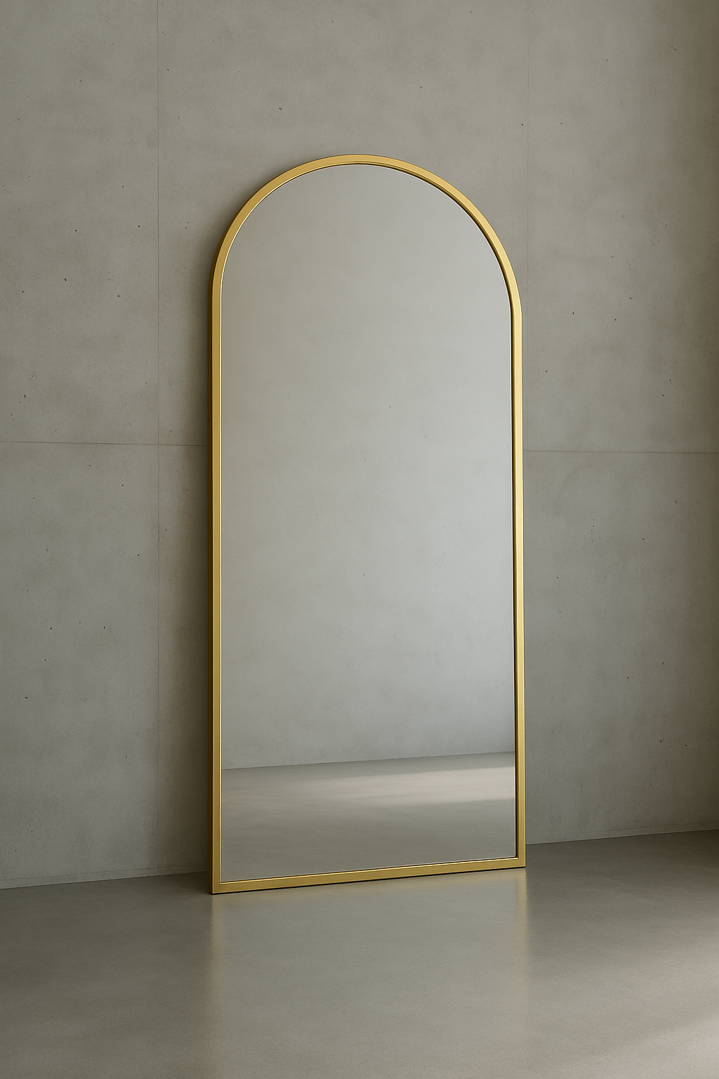 Gold Frame Leaning Large Arch Mirror Aesthetic Neutral Living Room Bedroom Interior Design