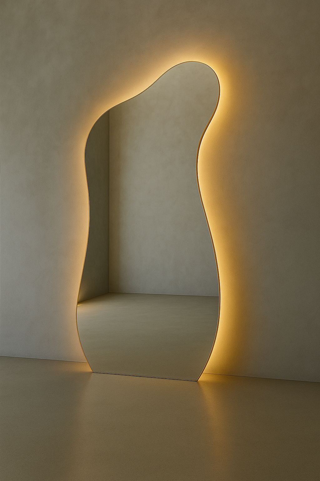 Frameless Irregular Mirror with Backlit LED 180cm x 85cm