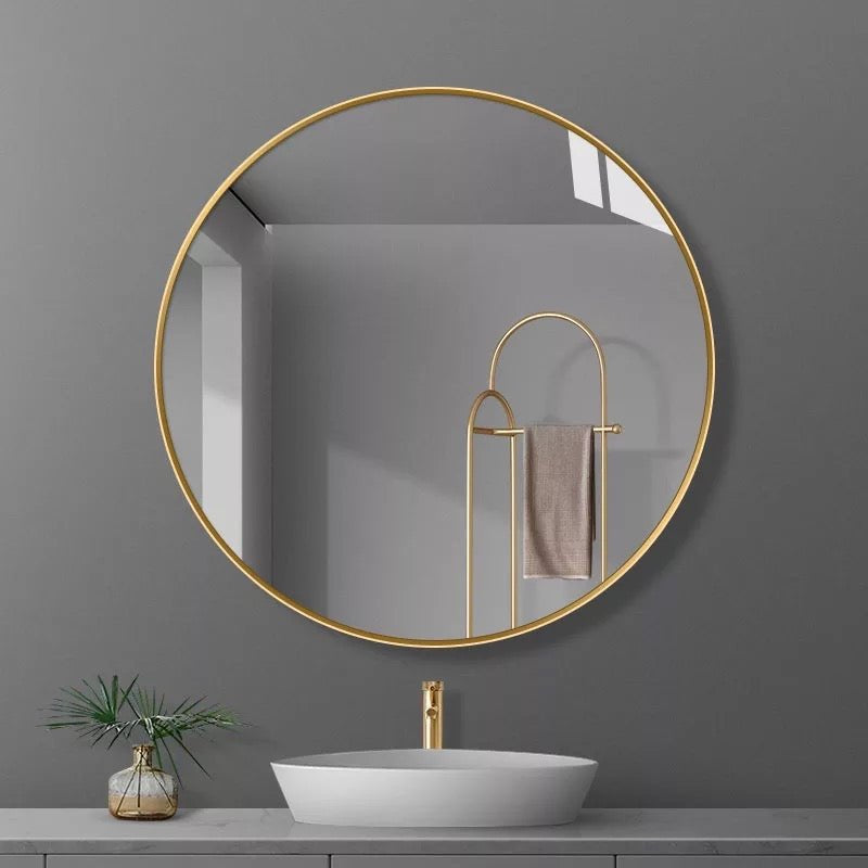 Gold Frame Circular Vanity Mirror 100cm