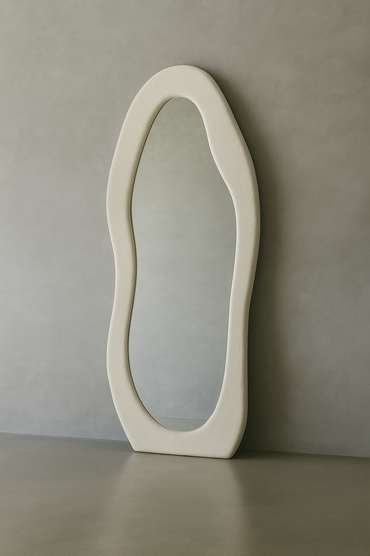 Ivory Asymmetrical Fabric Mirror 180cm x 90cm