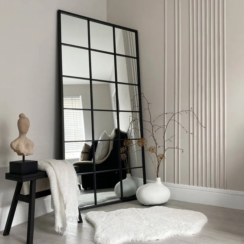 Black Frame Rectangle Window Mirror 180cm x 90cm